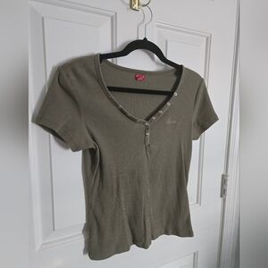 Guess Khaki Women's Short Sleeve Top